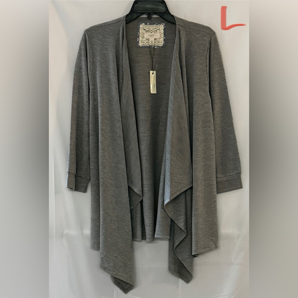 Cupio Charcoal Open Front Cardigan